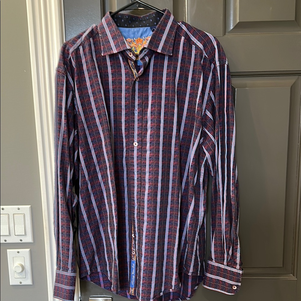 Robert graham Men's Striped Shirt - purple and Blue
